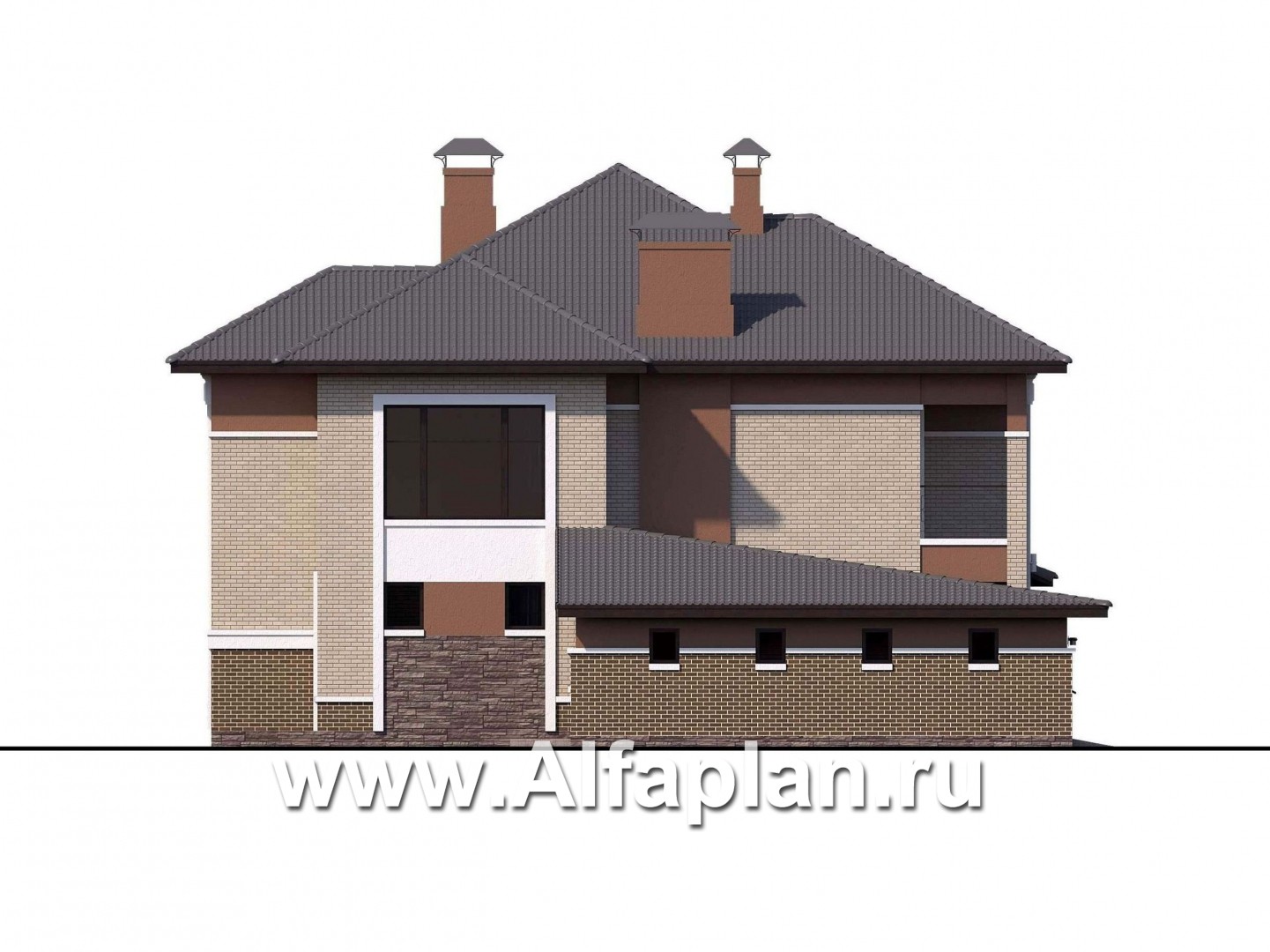Проекты домов Альфаплан - «Тибр» — респектабельный двухэтажный особняк с гаражом - изображение фасада №3