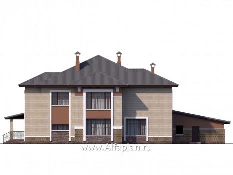 Проекты домов Альфаплан - «Тибр» — респектабельный двухэтажный особняк с гаражом - превью фасада №4