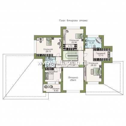 Проекты домов Альфаплан - «Тибр» — респектабельный двухэтажный особняк с гаражом - превью плана проекта №2