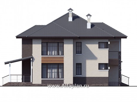 Проекты домов Альфаплан - «Киприда» — просторный коттедж в современном стиле - превью фасада №3