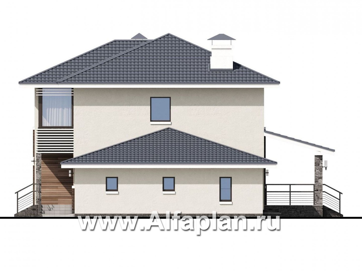 «Вламинк» - проект двухэтажного дома, с террасой и с гаражом, в современном стиле Акварель - фасад дома