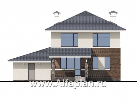 «Вламинк» - проект двухэтажного дома, с террасой и с гаражом, в современном стиле Акварель - превью фасада дома