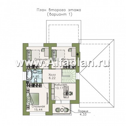 «Вламинк» - проект двухэтажного дома, с террасой и с гаражом, в современном стиле Акварель - превью план дома