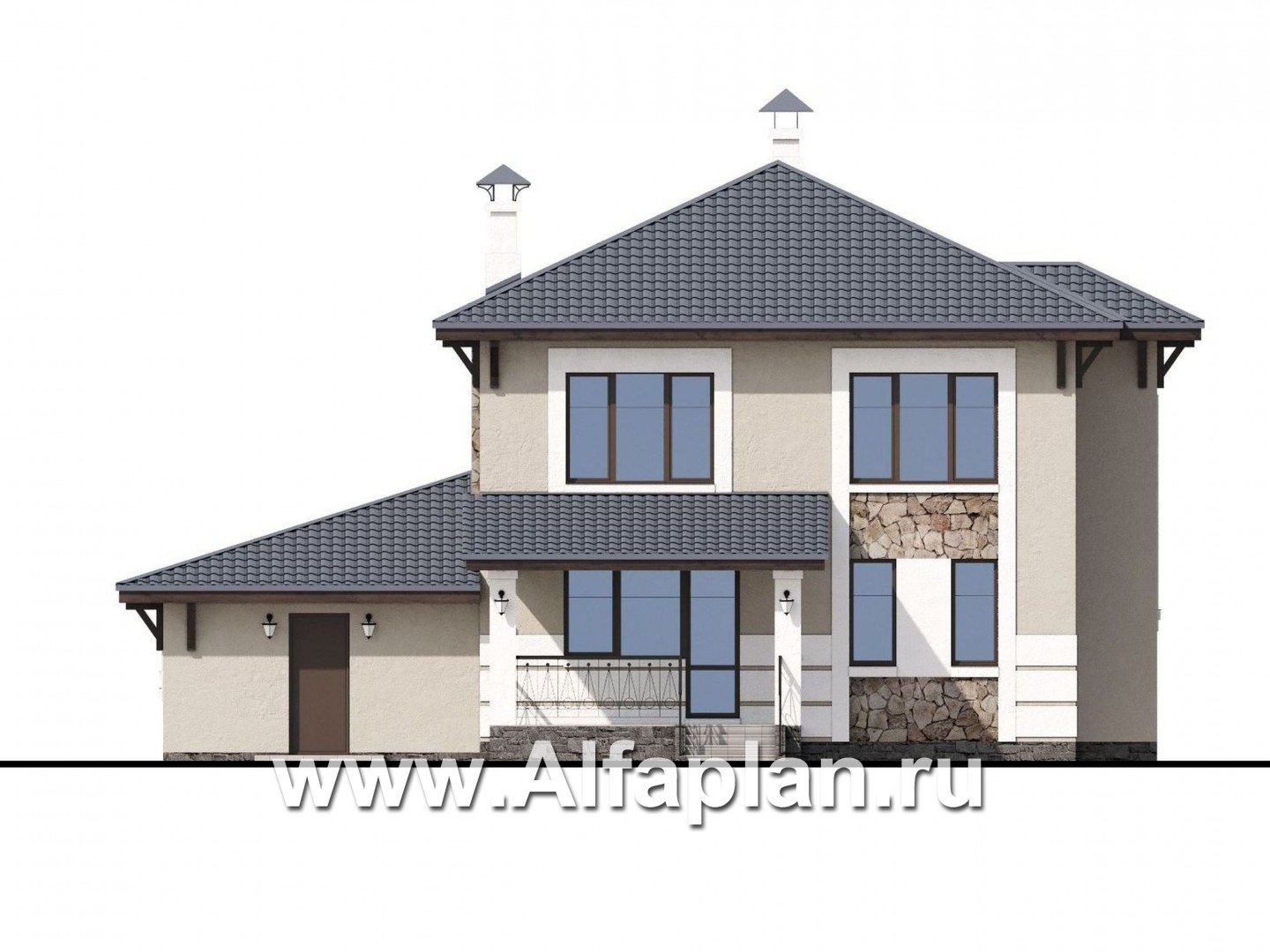 Проекты домов Альфаплан - «Сен-Тропе» - удобный компактный дом с гаражом - изображение фасада №4