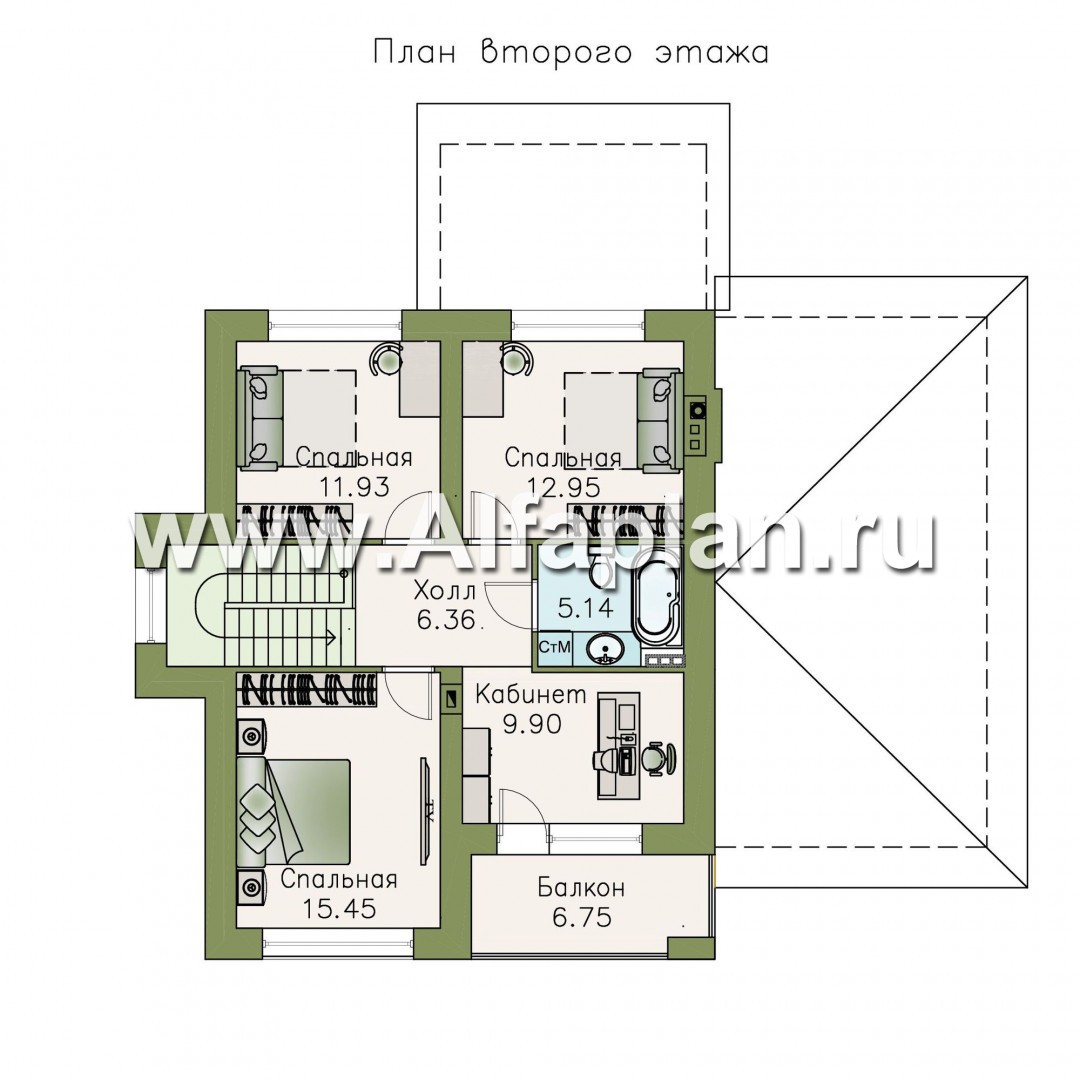 «Сен-Тропе» - проект двухэтажного дома, с террасой, удобная планировка, с гаражом - план дома