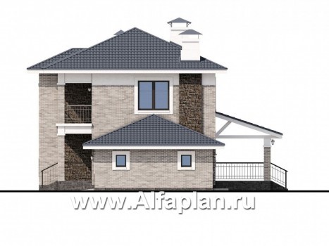 Проекты домов Альфаплан - «Топаз» - проект дома с открытой планировкой и гаражом - превью фасада №2