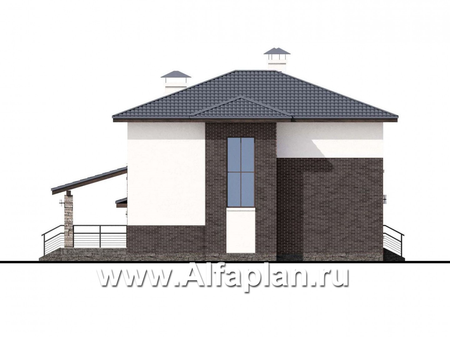 Проекты домов Альфаплан - «Страйк» - современный дом с открытой планировкой и гаражом - изображение фасада №3
