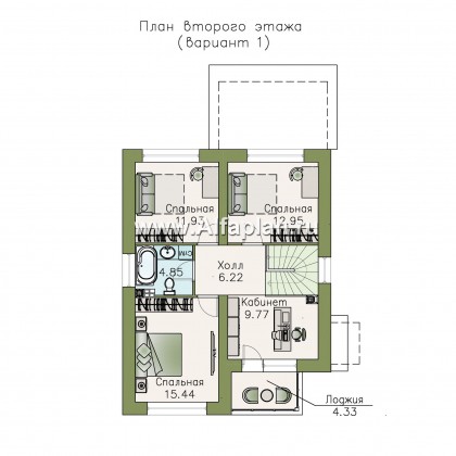 «Вламинк» - проект двухэтажного дома, с террасой, с гаражом, в современном стиле Акварель - превью план дома