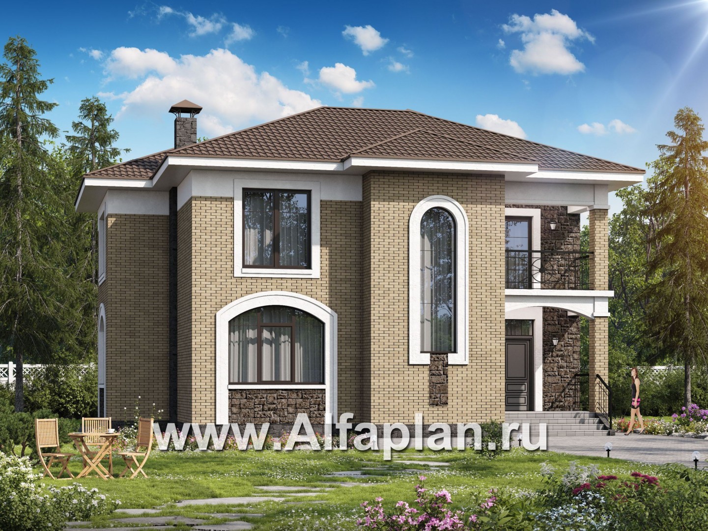 Проекты домов Альфаплан - «Топаз» - проект дома с открытой планировкой - основное изображение
