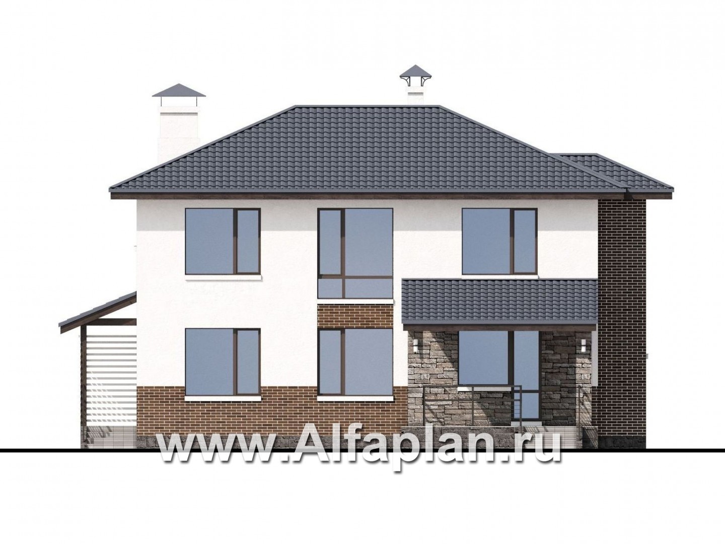 Проекты домов Альфаплан - «Страйк» - современный дом с открытой планировкой - изображение фасада №4