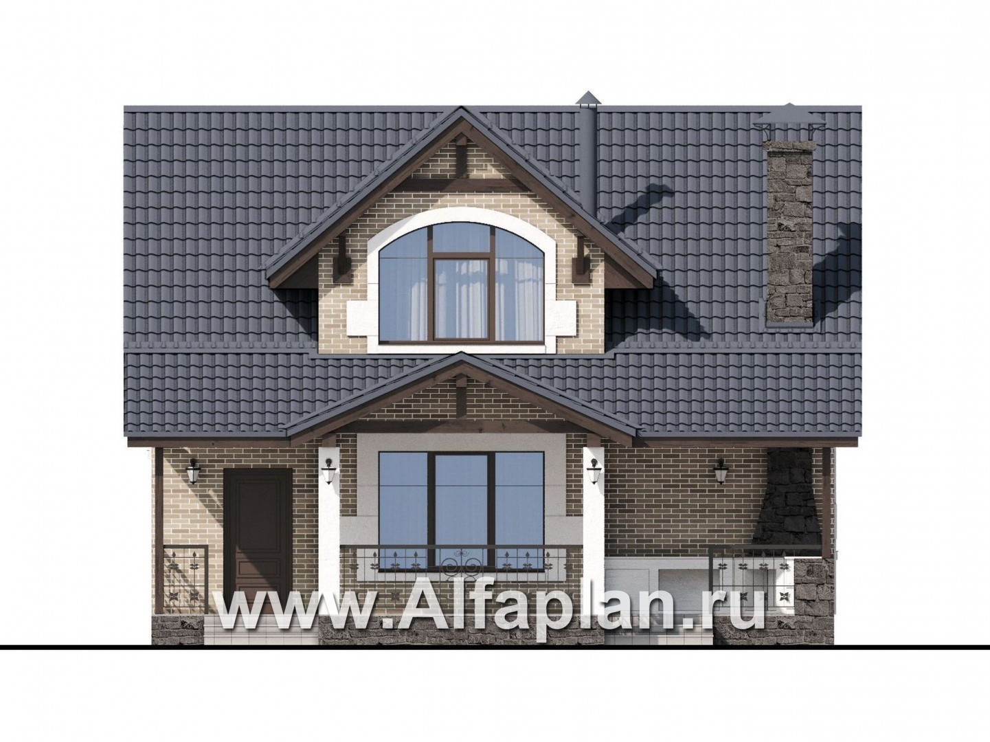 Проекты домов Альфаплан - Баня с бильярдной в мансарде - изображение фасада №1