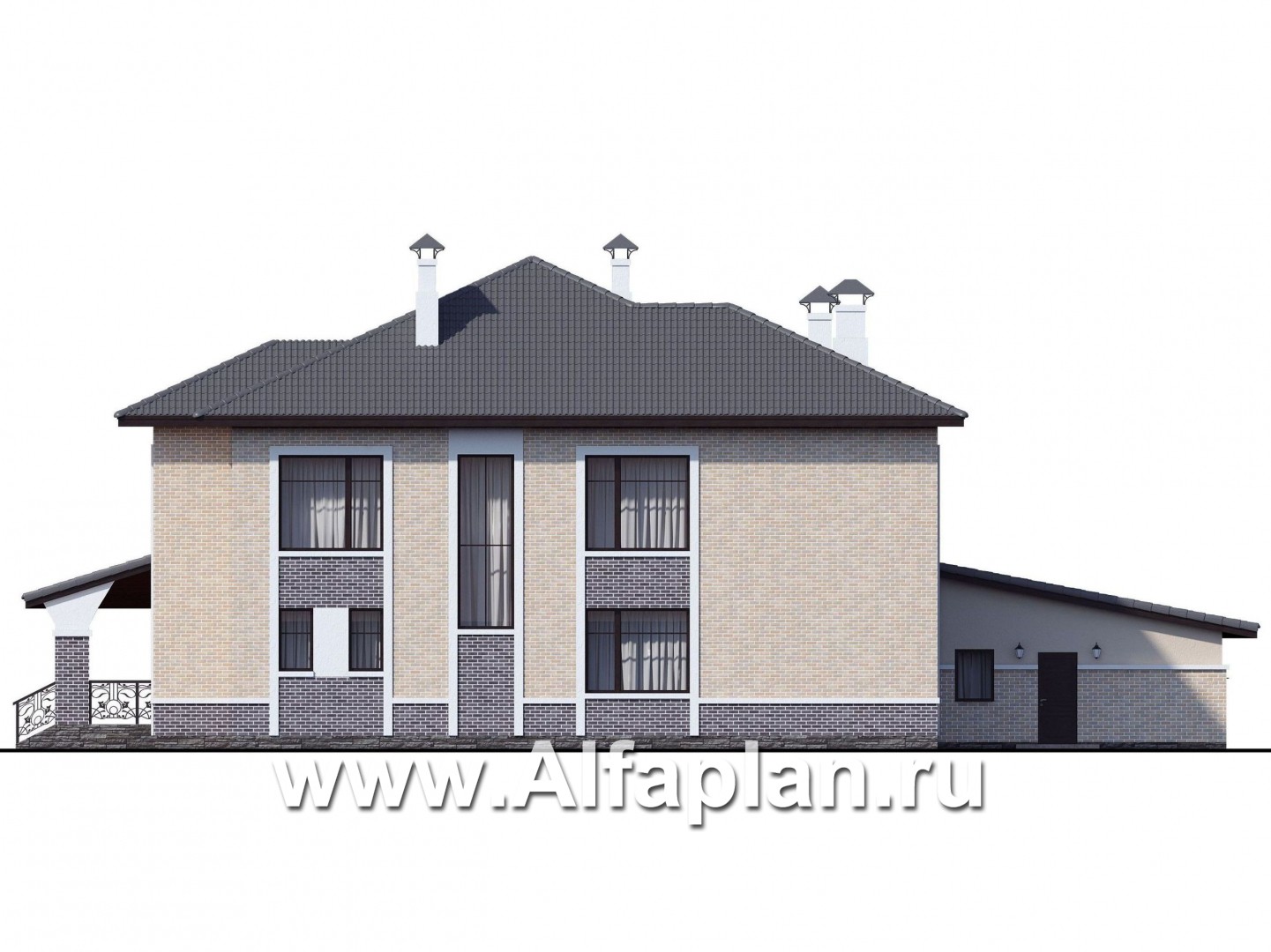 «Арно» - проект двухэтажного дома,  с двусветной гостиной, с террасой, с гаражом на 2 авто - фасад дома
