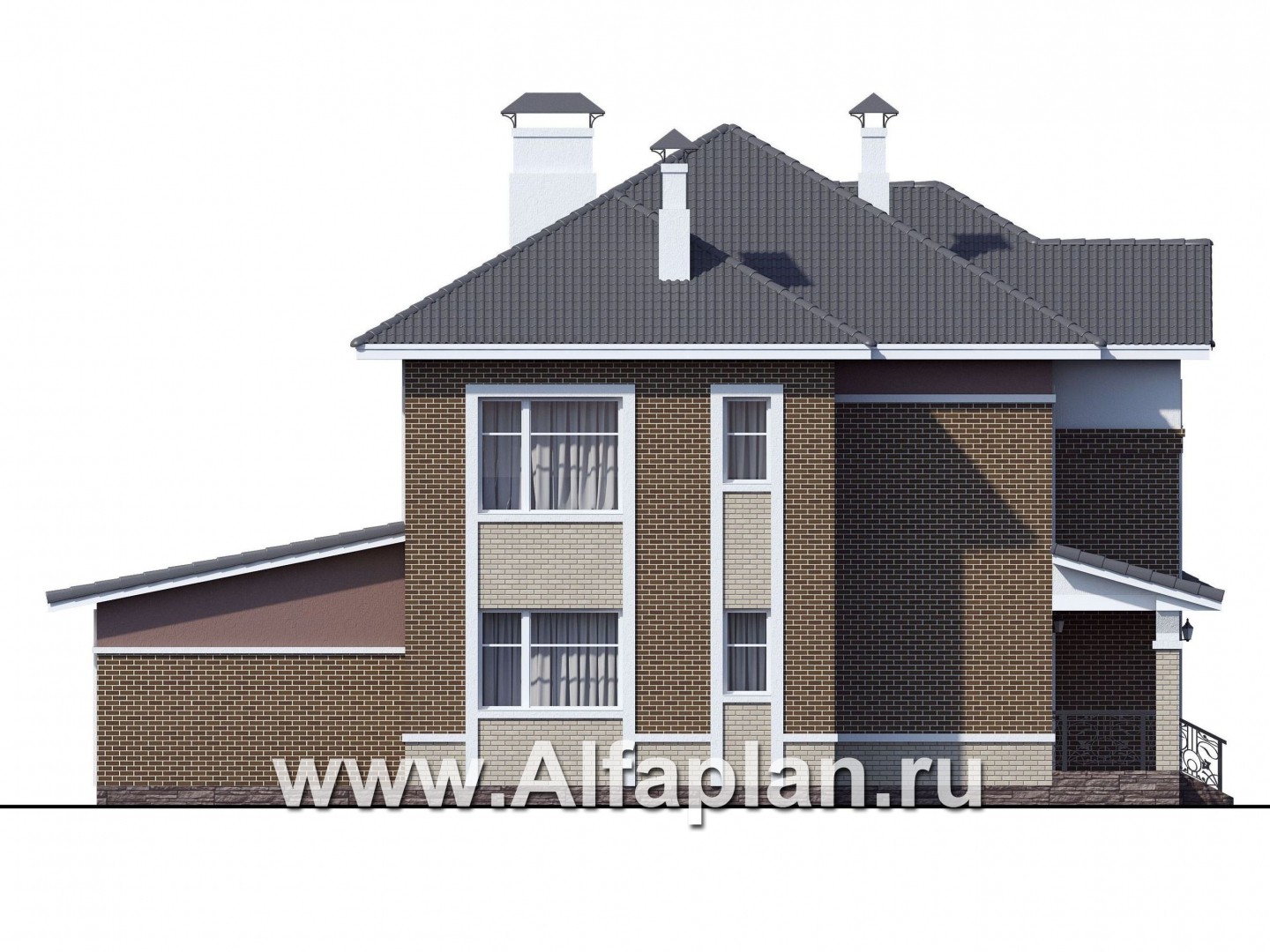 Проекты домов Альфаплан - «Арно» - классический особняк с двусветной столовой и бассейном - изображение фасада №3