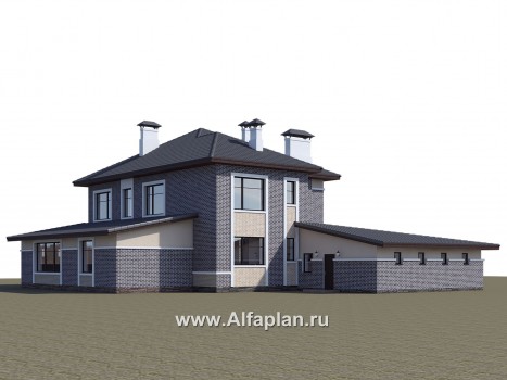 Проекты домов Альфаплан - «Арно» - классический особняк с большим гаражом и бассейном - превью дополнительного изображения №1