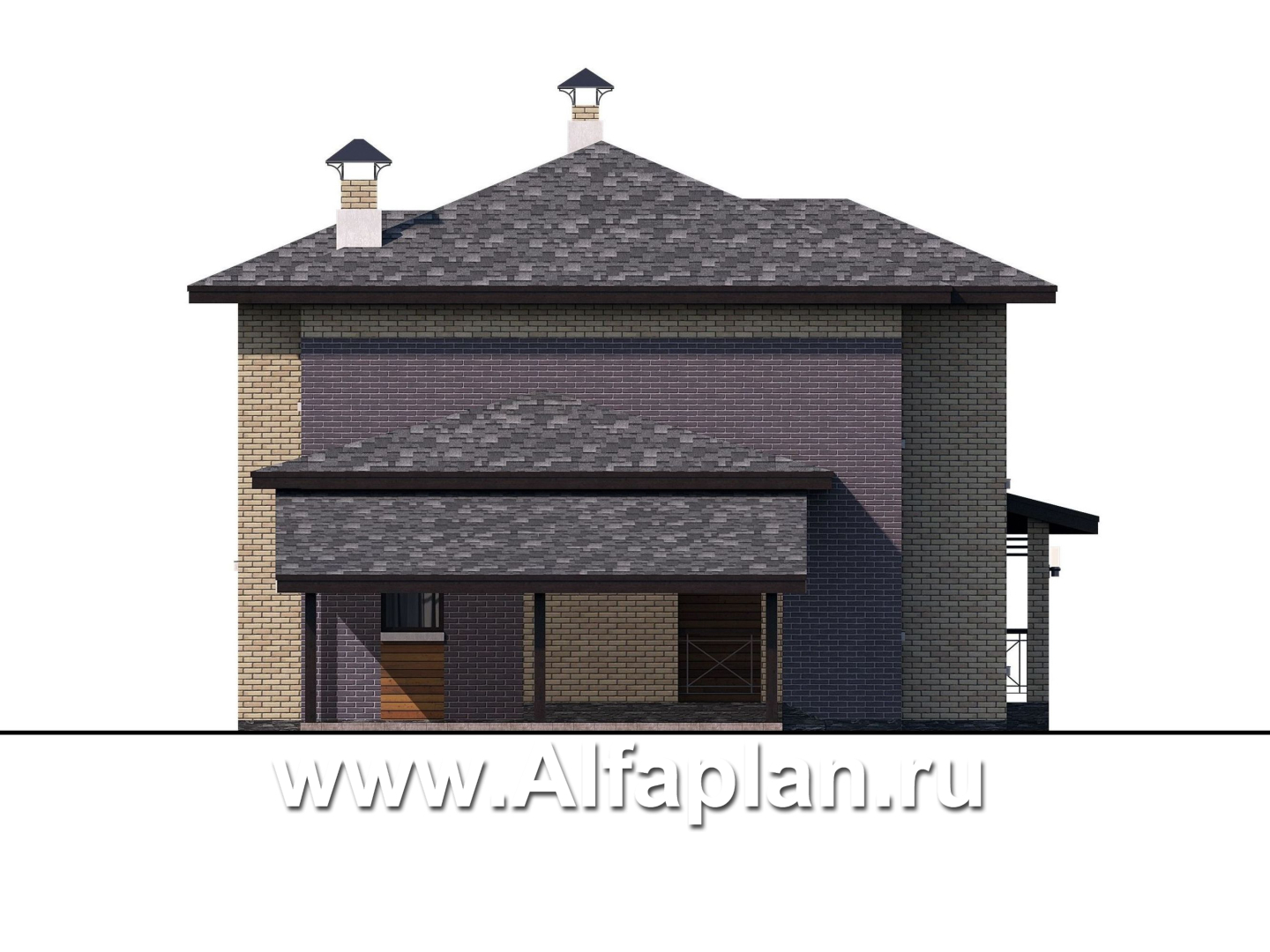 Проекты домов Альфаплан - «Стимул» - рациональный загородный дом с навесом для машины - изображение фасада №3