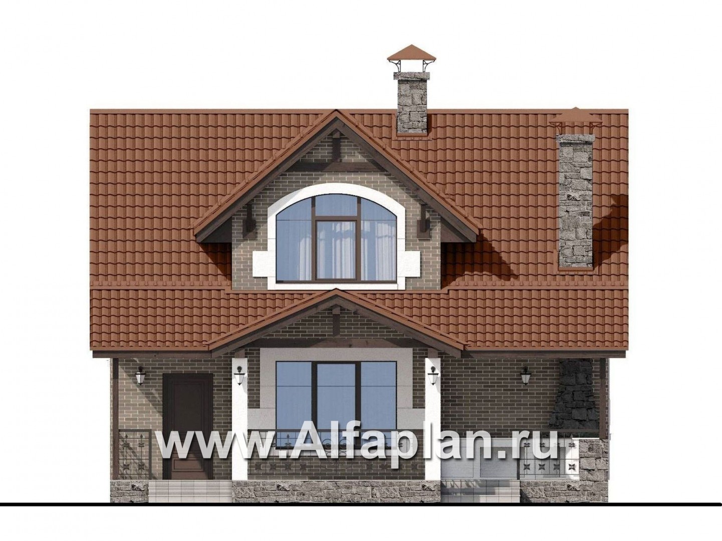 Проекты домов Альфаплан - Небольшой уютный дом с террасой-барбекю - изображение фасада №4