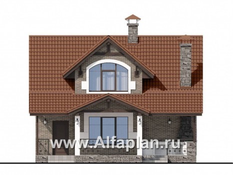 Проекты домов Альфаплан - Небольшой уютный дом с террасой-барбекю - превью фасада №4