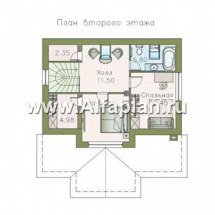 Проекты домов Альфаплан - Небольшой уютный дом с террасой-барбекю - превью плана проекта №2