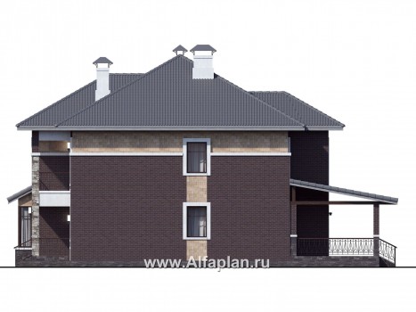 Проекты домов Альфаплан - «Висла» — особняк с двусветной столовой - превью фасада №2