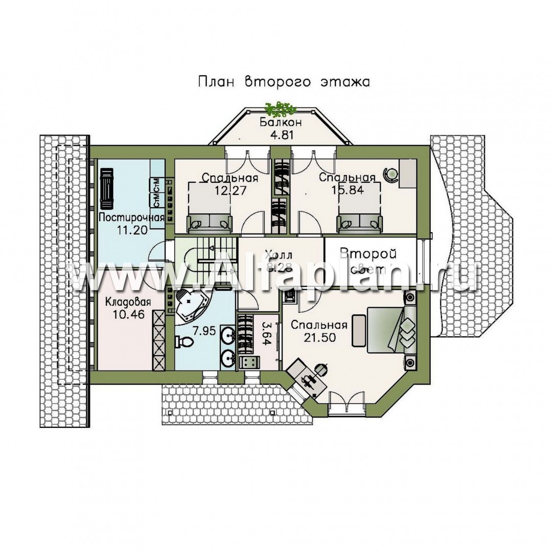 Проекты домов Альфаплан - «Регенсбург Плюс» - коттедж с цокольным этажом и верандой - план проекта №3
