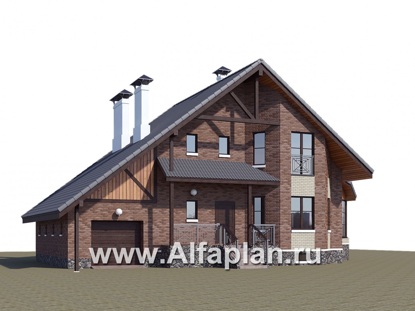 Проекты домов Альфаплан - «Регенсбург Плюс» - коттедж с цокольным этажом и верандой - дополнительное изображение №1