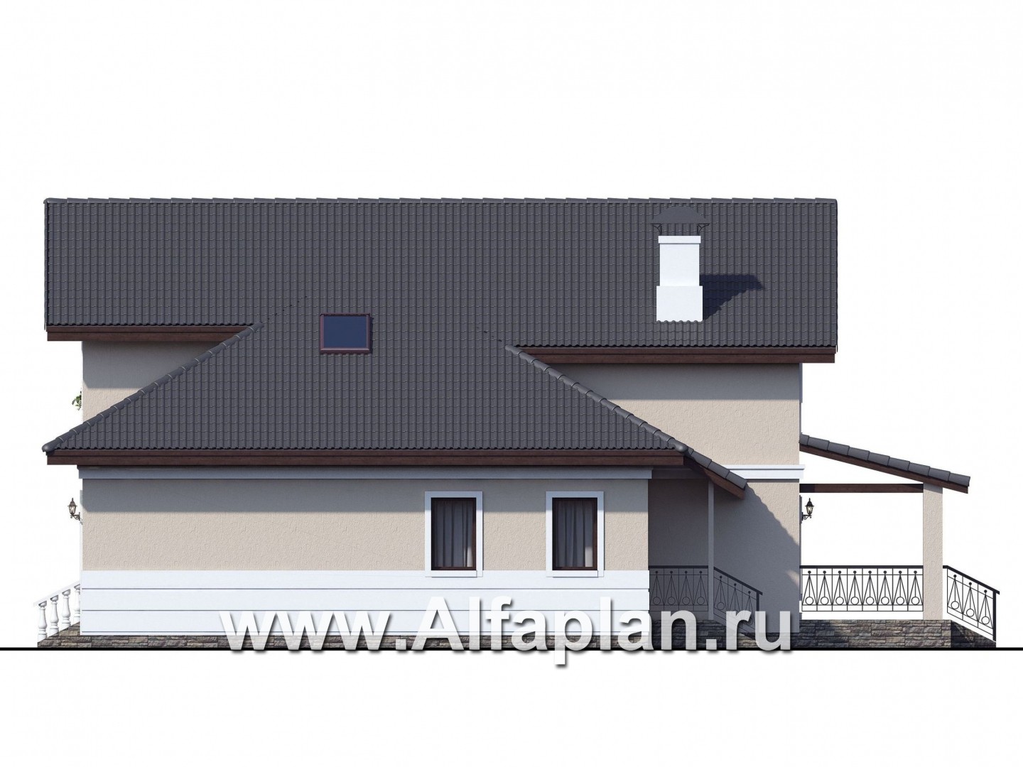 Проекты домов Альфаплан - «Любвино» - проект дома в стиле русской усадьбы - изображение фасада №2