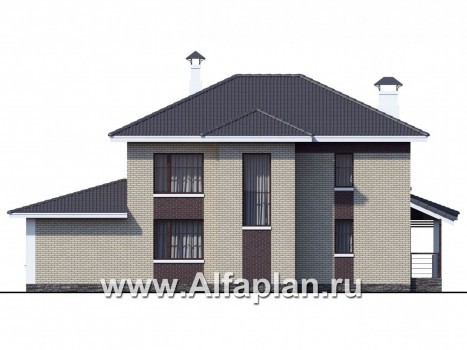 Проекты домов Альфаплан - «Саар» - современный двухэтажный дом с террасой и сауной - превью фасада №4