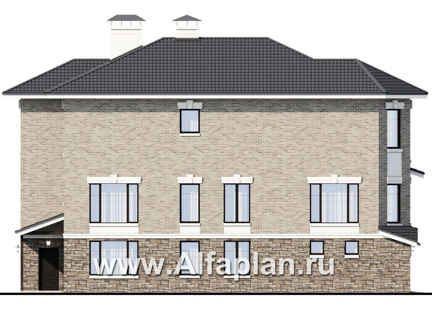 Проекты домов Альфаплан - Эксклюзивный трехэтажный классический особняк - изображение фасада №3