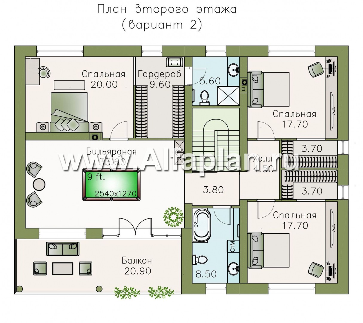 Проекты домов Альфаплан - «Сезанн» - современный стильный коттедж с односкатной кровлей - план проекта №3