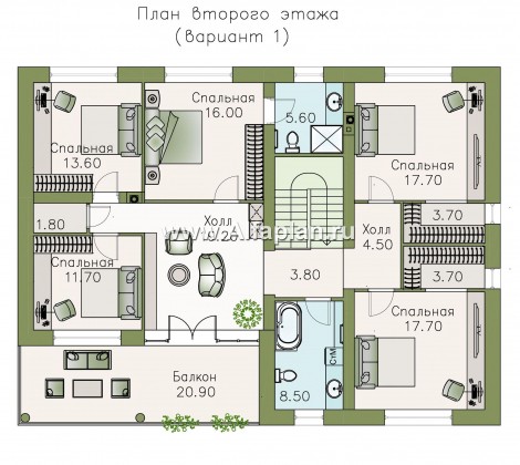 Проекты домов Альфаплан - «Сезанн» - современный стильный коттедж с односкатной кровлей - превью плана проекта №2