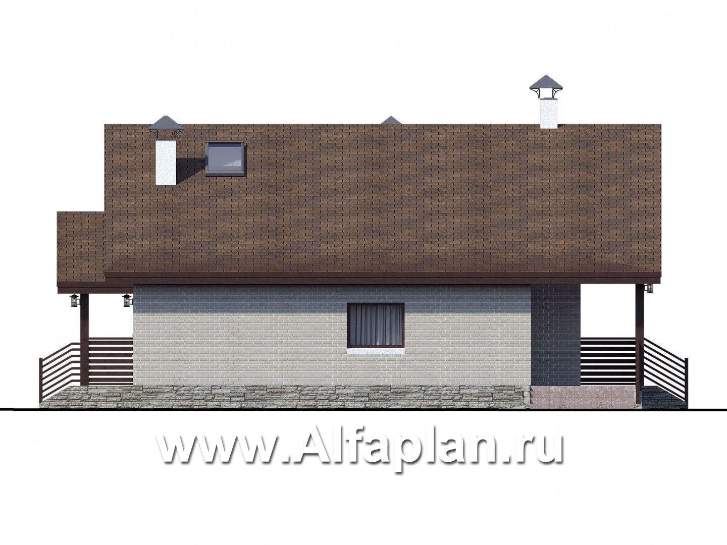 Проекты домов Альфаплан - Кирпичный дом «Моризо» - шале с двусветной гостиной - изображение фасада №3