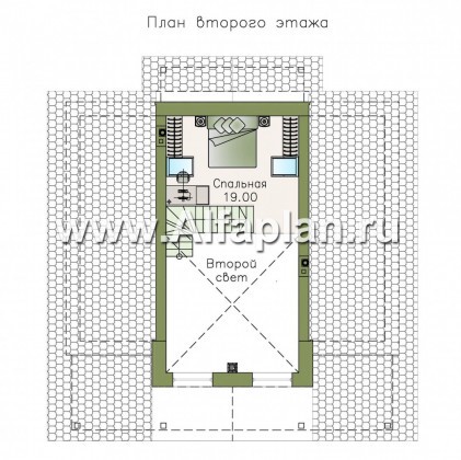 «Моризо» - проект дома с мансардой, планировка с двусветной гостиной и сауной, шале с двускатной крышей - превью план дома