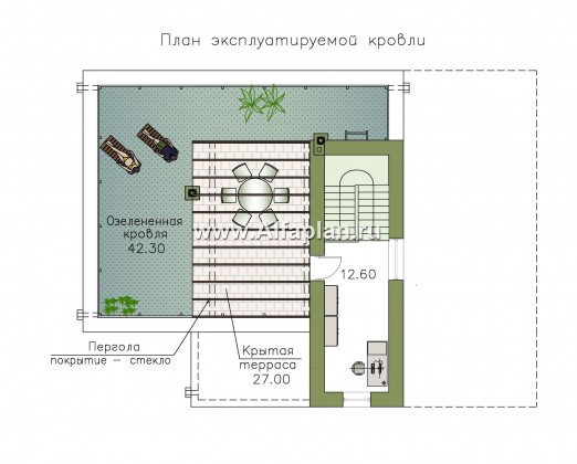 «Гоген» - проект двухэтажного дома из газобетона, с террасой, с сауной или с гостевой квартирой - превью план дома