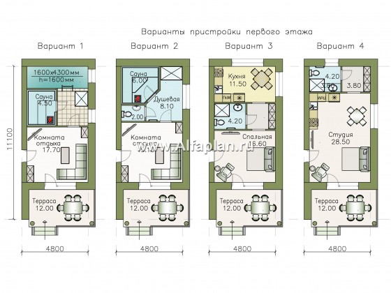 «Гоген» - проект двухэтажного дома из газобетона, с террасой, стиль баухаус, с сауной и биллиардной - превью план дома