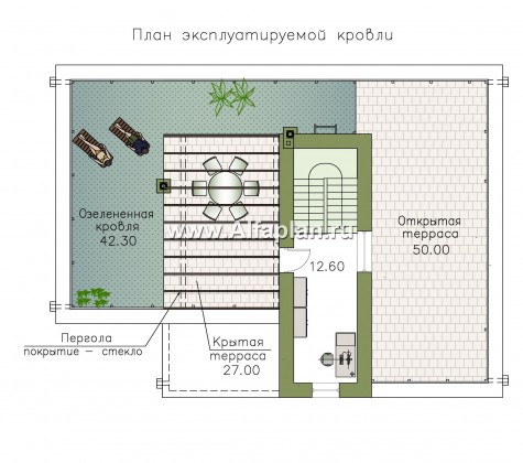 «Гоген» - проект двухэтажного дома из газобетона, с террасой, стиль баухаус, с сауной и биллиардной - превью план дома