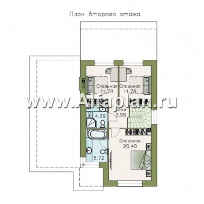 Проекты домов Альфаплан - «Весна» - экономичный и удобный дом с гаражом - превью плана проекта №2