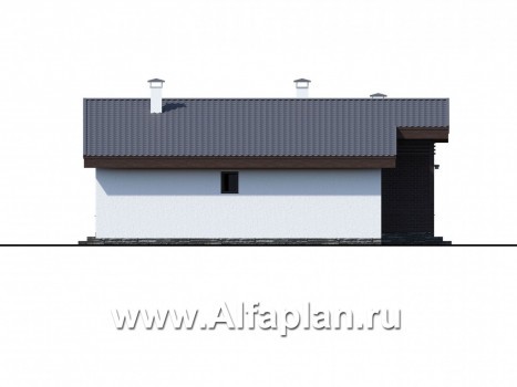 Проекты домов Альфаплан - «Альфа» - небольшой каркасный коттедж с двумя спальнями - превью фасада №3