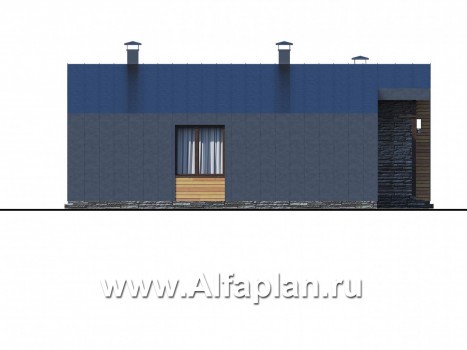 Проекты домов Альфаплан - «Альфа» - проект одноэтажного каркасного дома, с сауной и с террасой - превью фасада №3