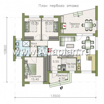 Проекты домов Альфаплан - «Дельта» - современный коттедж с фальцевыми фасадами - превью плана проекта №1