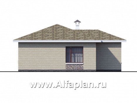 Проекты домов Альфаплан - Проект одноэтажного дома с угловыми окнами - превью фасада №4