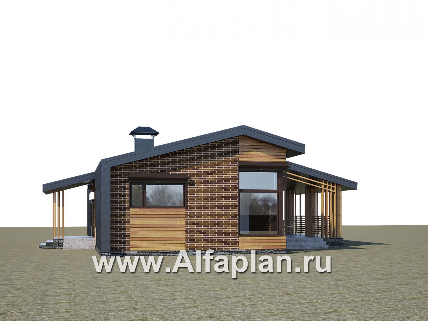 Проекты домов Альфаплан - «Омикрон» - современный каркасный дом для загородной жизни - дополнительное изображение №2