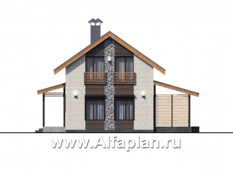 Проекты домов Альфаплан - «Сигма» - небольшой дом с сауной на первом этаже - превью фасада №1