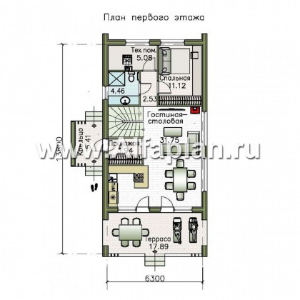 «Тау» - проект двухэтажного каркасного дома, с террасой и балконом, в современном стиле барн - превью план дома