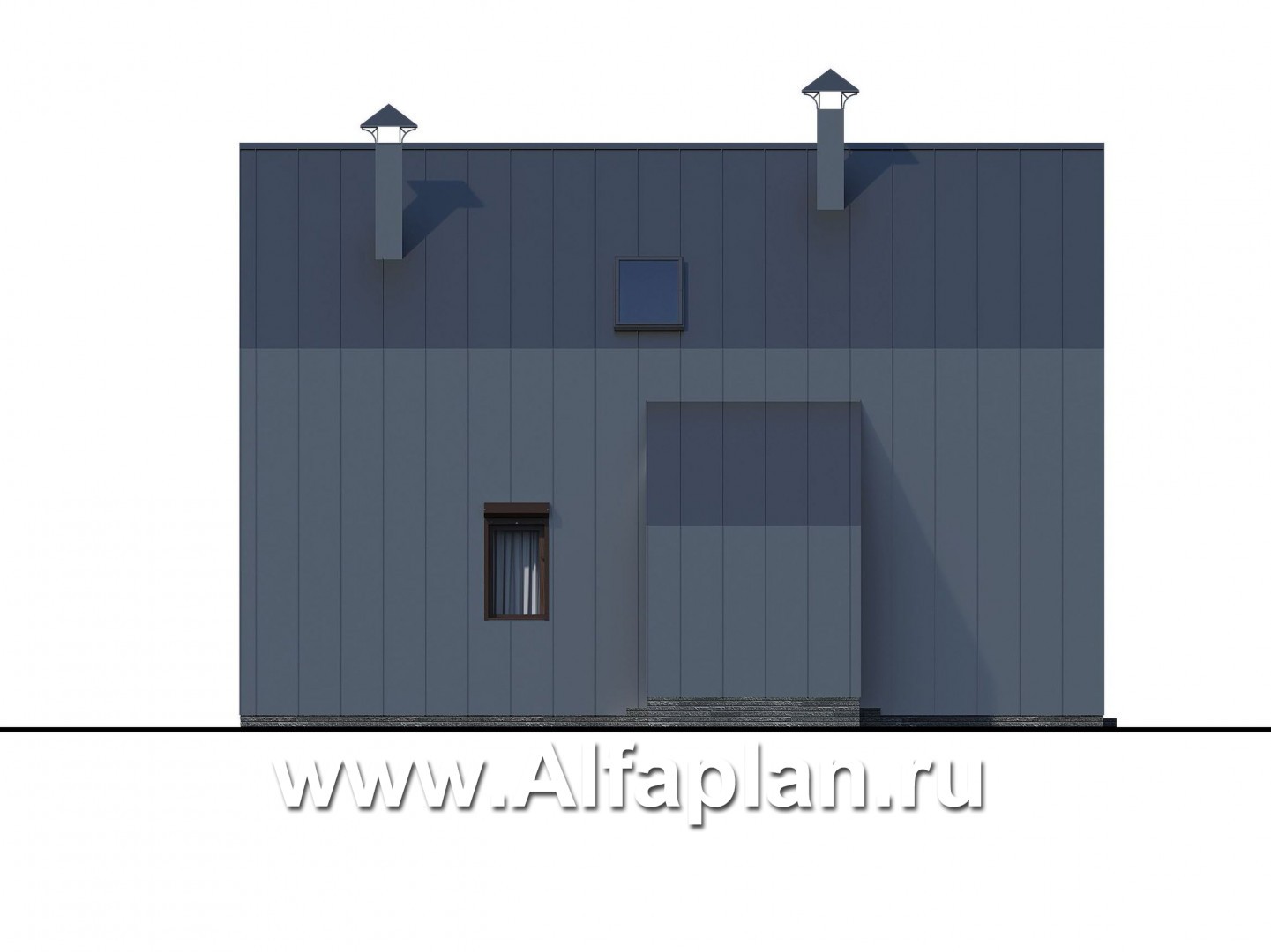 Проекты домов Альфаплан - «Тау» - двухэтажный дом с фальцевыми фасадами и кровлей - изображение фасада №3
