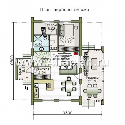 «Тау» - проект двухэтажного каркасного дома, с террасой, в современном стиле барн - превью план дома