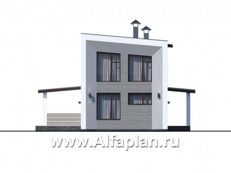 Проекты домов Альфаплан - «Тау» - каркасный дом с односкатной кровлей - превью фасада №4