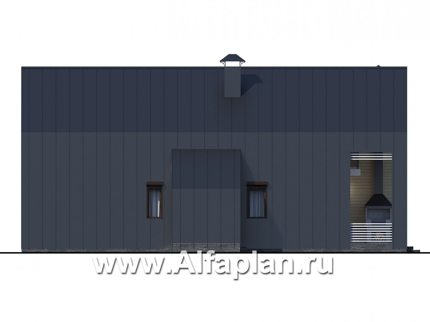 Проекты домов Альфаплан - «Омега» - коттедж для узкого участка - изображение фасада №3