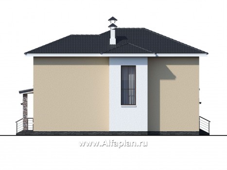 Проекты домов Альфаплан - «Формула успеха» - красивый проект двухэтажного дома, из газобетона, в современном стиле с угловыми окнами - превью фасада №3
