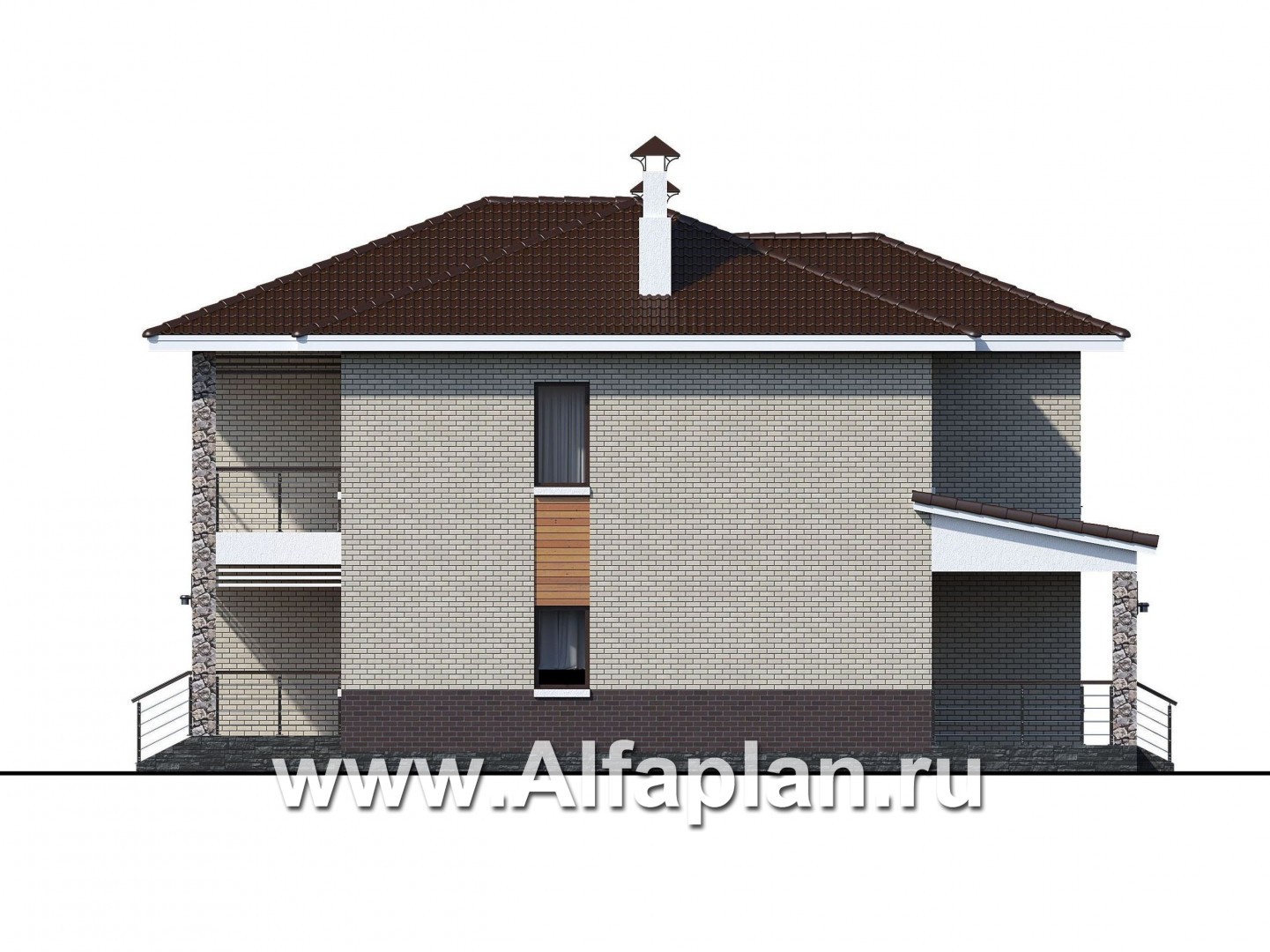Проекты домов Альфаплан - «Формула успеха» - проект двухэтажного дома из газобетона, в скандинавском стиле, удобный план дома - изображение фасада №2