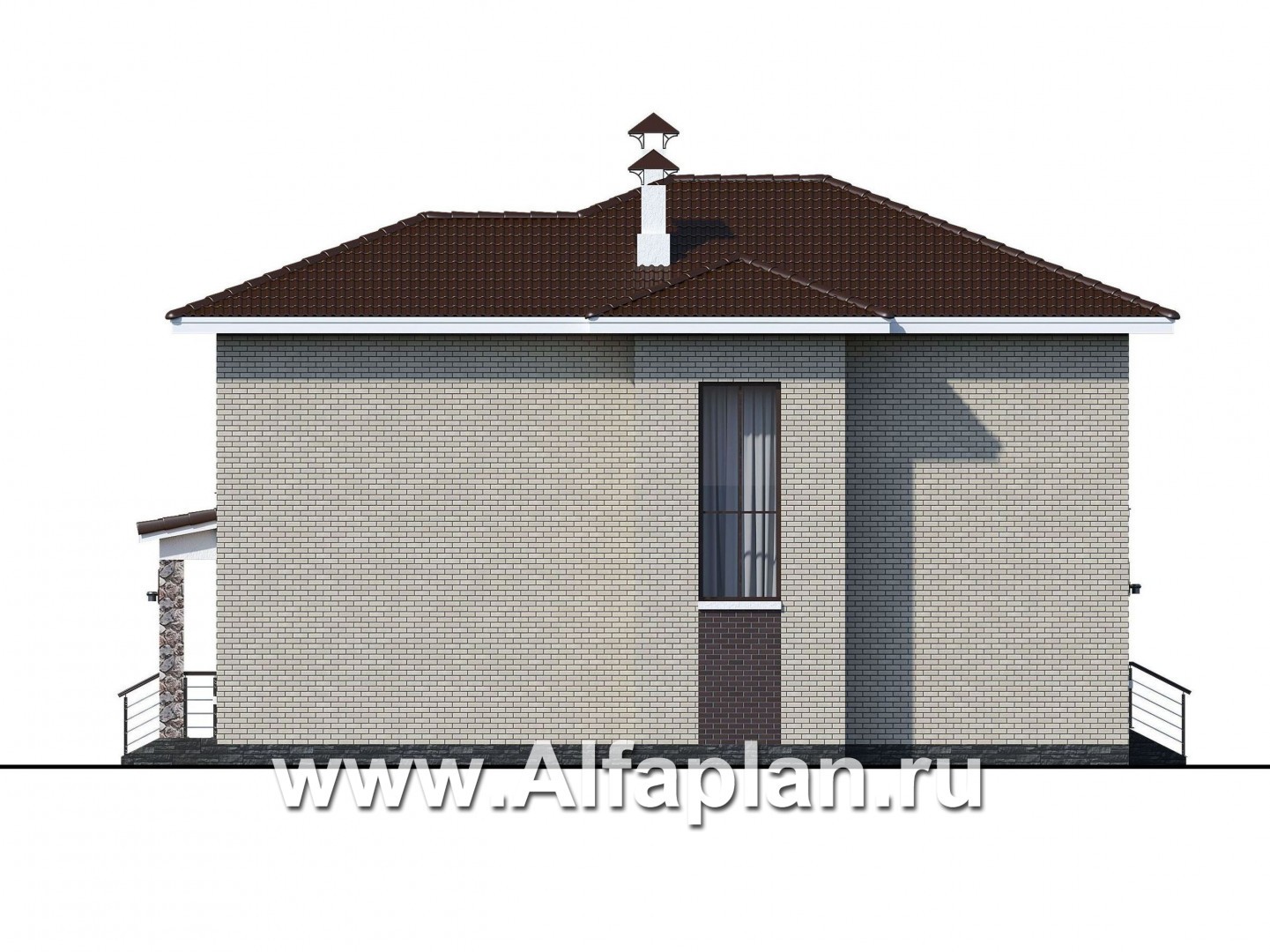 Проекты домов Альфаплан - «Формула успеха» - проект двухэтажного дома из газобетона, в скандинавском стиле, удобный план дома - изображение фасада №3